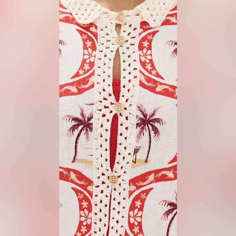 Farm Rio Chemise Coverup & Bandeau Top High Waist Bottom Size XL 3 Piece Set - Picture 15 of 16